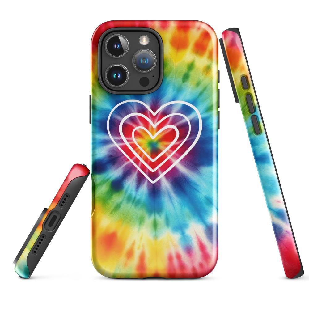 Tie Dye Hearts iPhone 16 Pro Max Tough Case - Glossy Finish - https://ascensionemporium.net